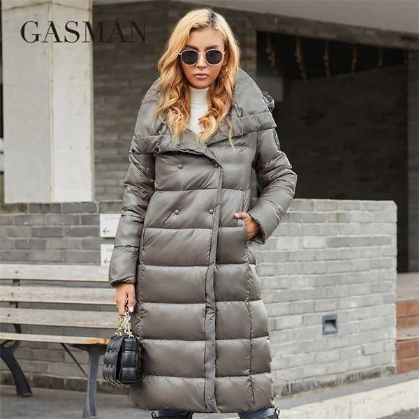 

gasman women's winter jacket hooded long parka fashion warm coat women outwear female puffer down jackets 006 211215, Black