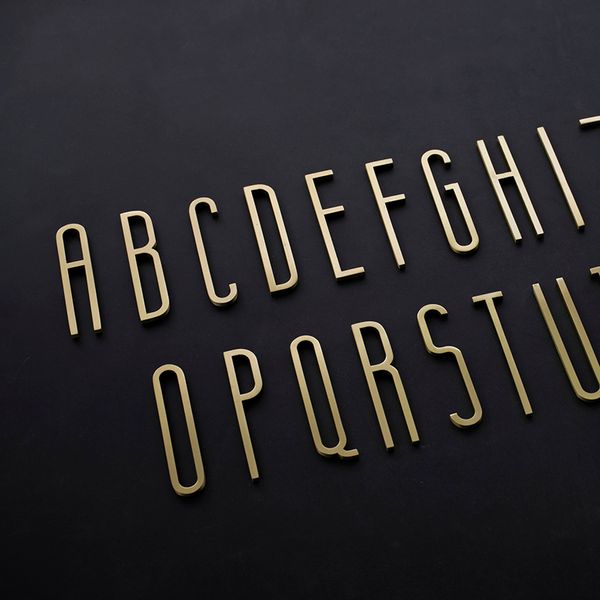 

a to z# golden brass letters decorative wall stickers/letters symbols personalize house door address signs, with glue