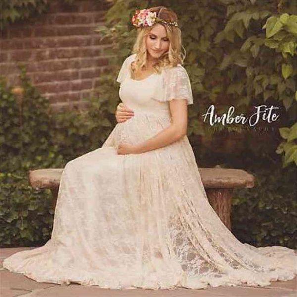 

women white maternity pography props lace pregnancy clothes dresses for pregnant po shoot clothing plus size 210922