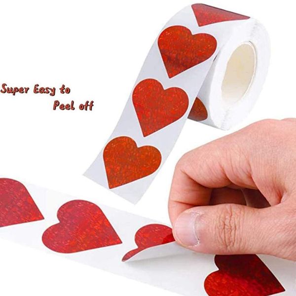 

gift wrap valentine's day glitter heart stickers red sticker roll anniversary wedding tags (500 sets / roll)