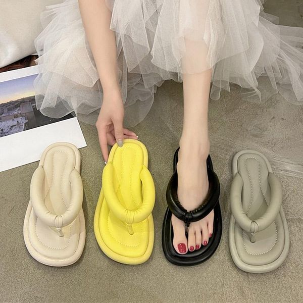 

slippers 2021korean summer women fashion ladies clip toe flat heel outdoor female casual candy color slides flip flops, Black