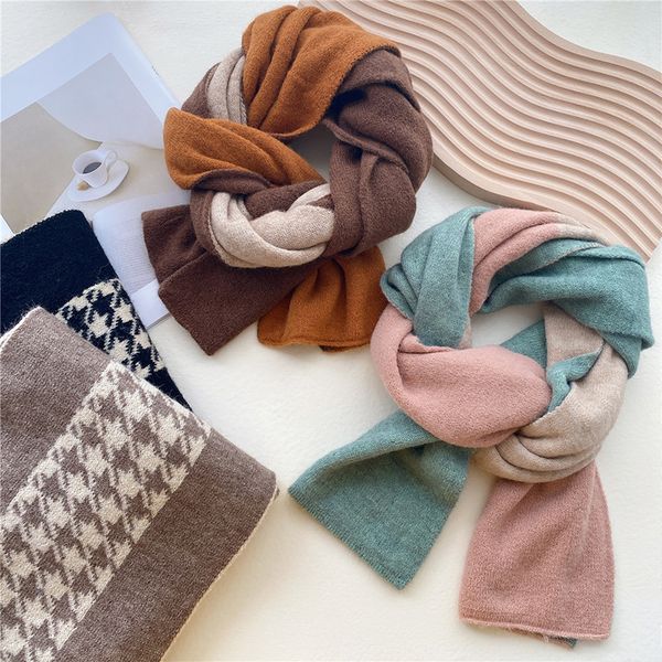 

autumn fashion vintage thick hijab shawls female beautiful korean style cashmere scarf girls warm beautiful clothing accessories, Blue;gray