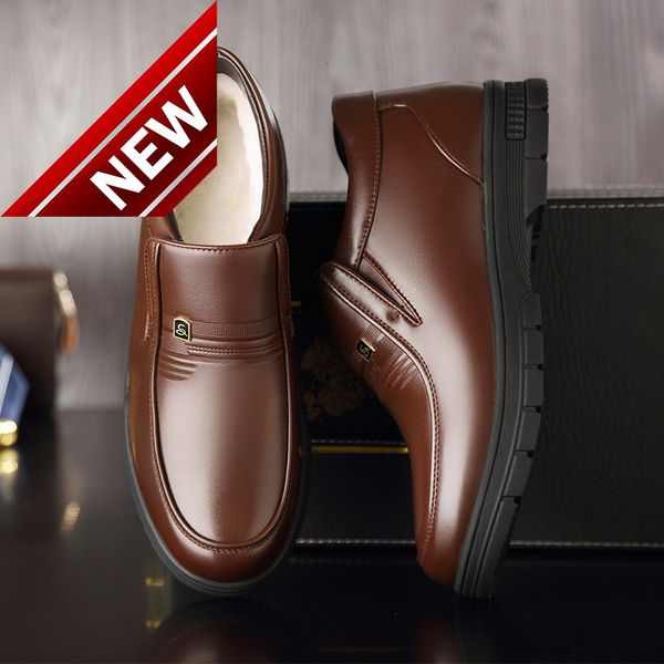 

men's leisure business dad cotton padded autumn and warm cover feet thickened winter shoes, Black