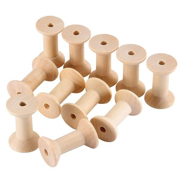 

sewing notions & tools 24pcs wooden bobbins spools reels vintage style organizer for ribbons twine wood crafts thread wire, Black