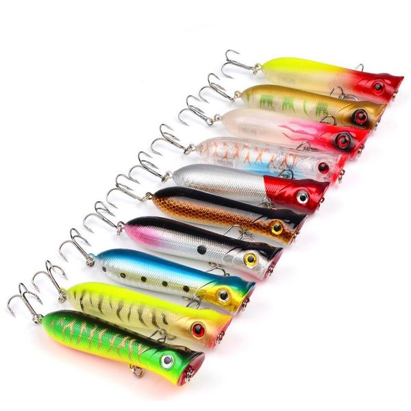 

mixed 10 color 8cm 11.68g popper fishing hooks fishhooks 6# hook plastic hard baits & lures pesca fishing tackl jllraa warmslove