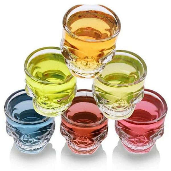 Bicchiere da bere in vetro trasparente Testa di teschio di cristallo creativo Vodka Bicchieri da vino Bicchiere da birra scheletro pirata