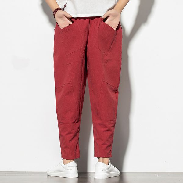 

2021 new korean style hare vintage male fashion solid leg plus size with cordon waist dropshipping pants 8b74, Black