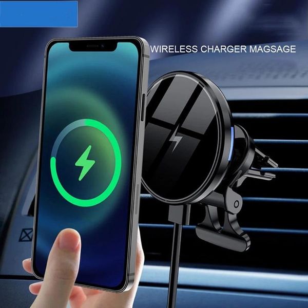 

cell phone mounts & holders qi 15w magnetic car wireless charger for 12 pro max fast charging stand holder air vent mount