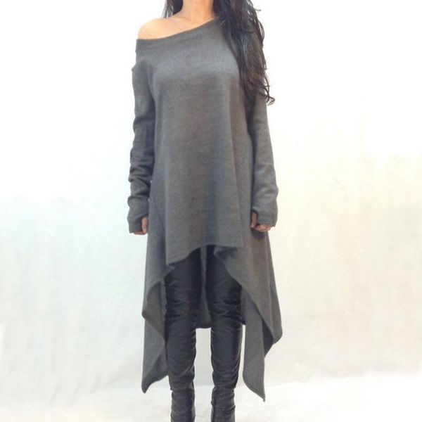 

spring women shirts irregular casual o neck solid color long sleeve female fashion ladies long blouse women, White