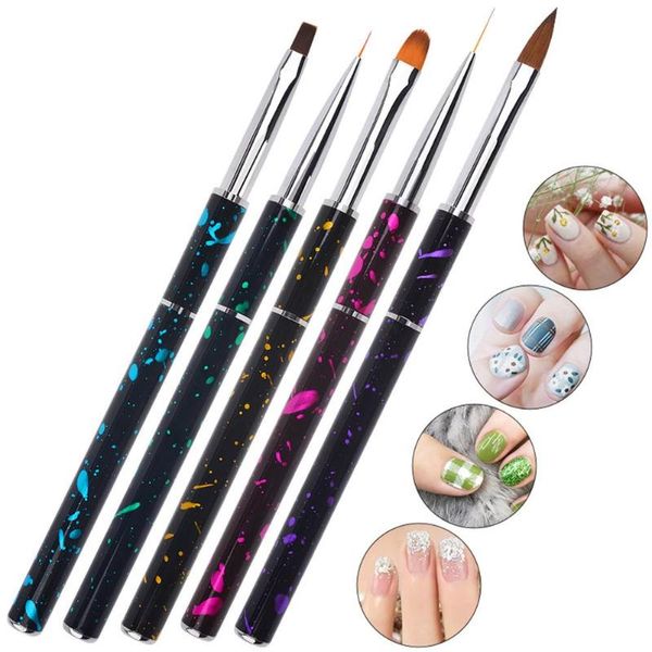 

nail brushes 5pcs/set art brush painting pull line pen uv gel, Yellow