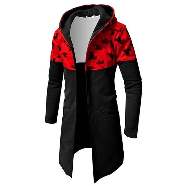 

autumn winter hoodie sweatshirt men casual camouflage cardigan long sleeve mens hoodies sweatshirts long coat jacket sweat homme lj200826, Black