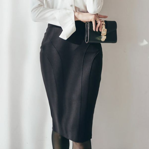 

korean spring women's thin skirts occupation skirt waist ta778 0rvj, Black