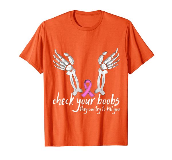 

check your boobs pink ribbon funny breast cancer awareness t-shirt, White;black