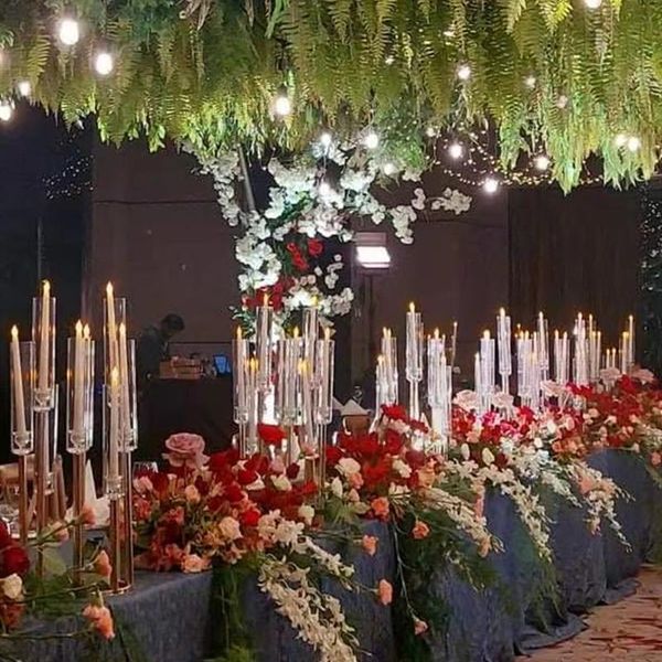 

candle holders metal candelabra candlesticks flower vases wedding table centerpiece pillar stand road lead party decoration