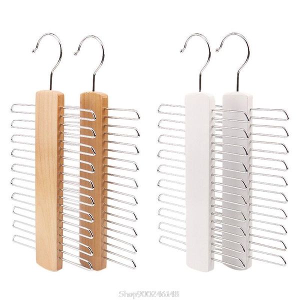 

hangers & racks wooden 20 bar tie rack hanger - scarf, belt, accessory organiser n09 dropship