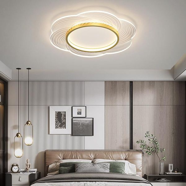 Lampadari Soffitto Acrilico Soggiorno Camera da letto Studio Lustro Apparecchi dimmerabili Goccia Fiore Oro Nero