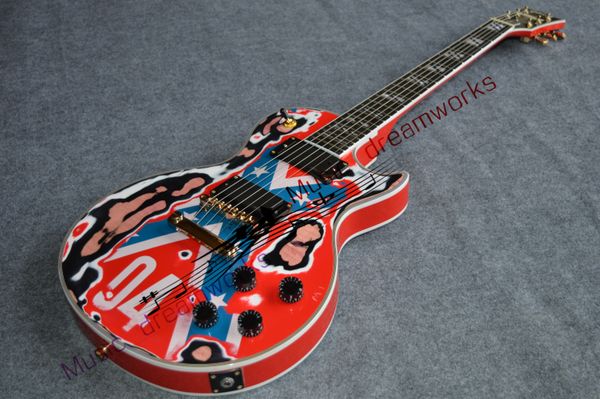 

chinese electric guitar 04 flag handmade heavy relic mahogany body and neck high quality