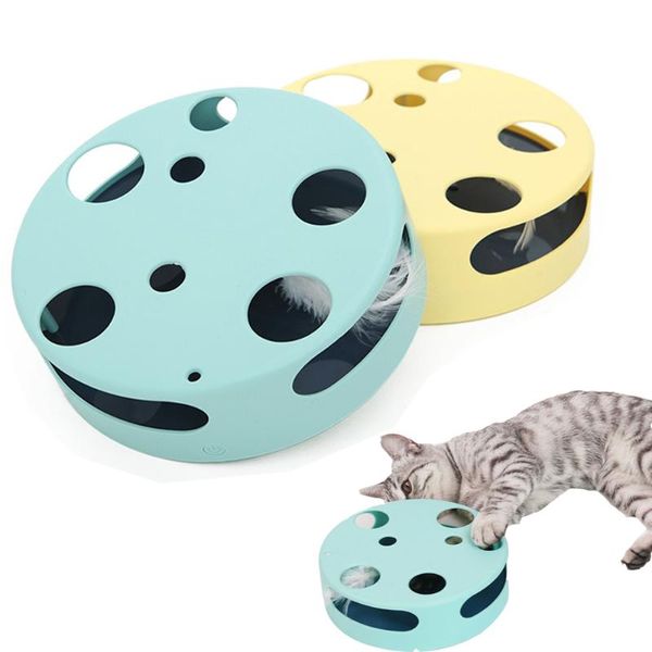 

cat toys electric crazy amusement disk play game catch kitten escape interactive training funny toy pets cats puzzle disc plate