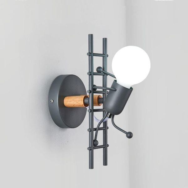

iron led wall lamp american creative wall lights metal cartoon robot sconce light bedroom children room luminaire