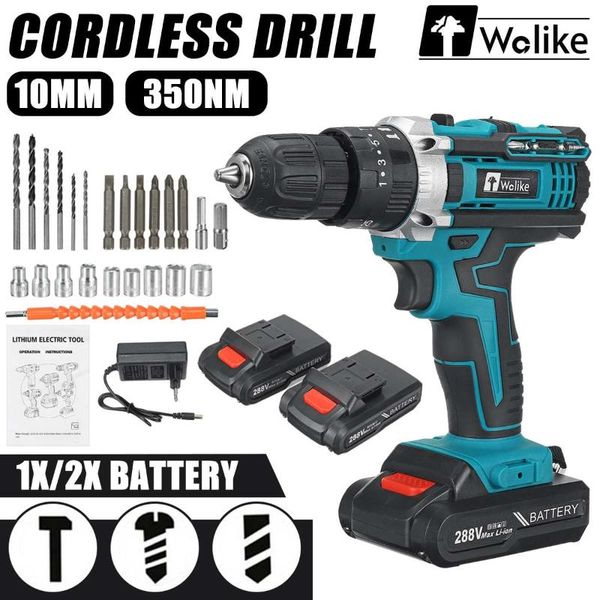 

professiona electric drills wolike cordless impact drill screwdriver wireless hammer handheld 350nm torque driver 288vf lithium battery