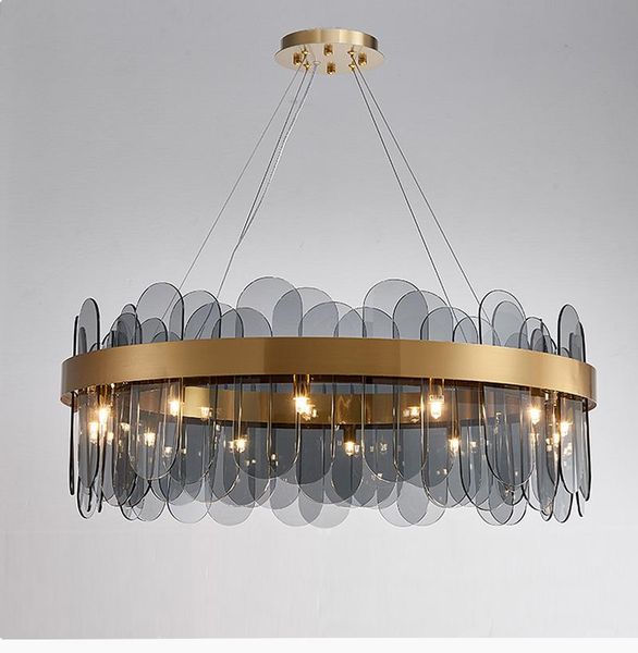 

postmodern light luxury chandelier nordic minimalist creative living room bedroom dining room smoky gray glass lamps