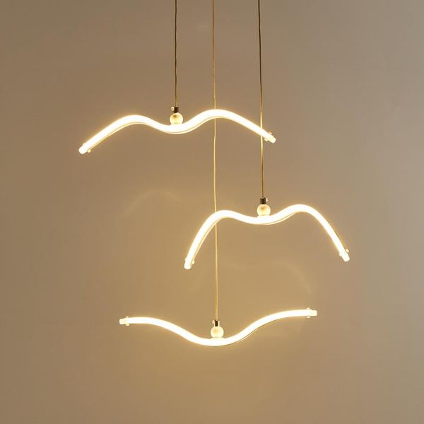 

pendant lamps nordic creative seagull lights acrylic led lamp bar dinning room suspension luminaire kitchen light fixtures