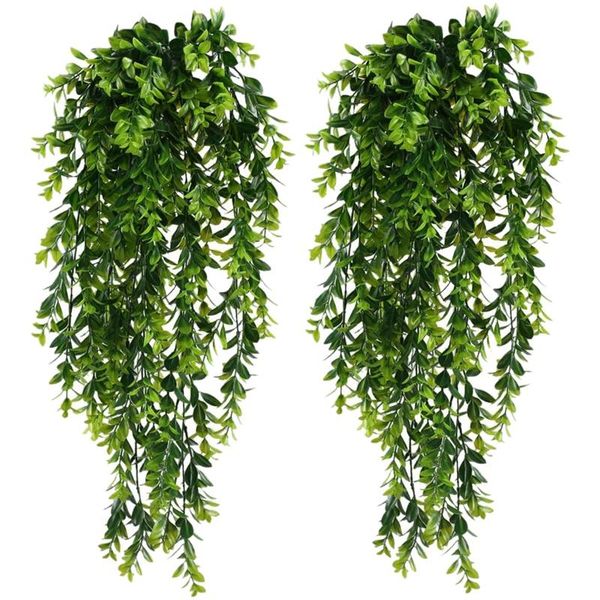 

decorative flowers & wreaths 2pcs artificial trailing plants fake hanging faux foliage greenery plant for garden pot basket decor