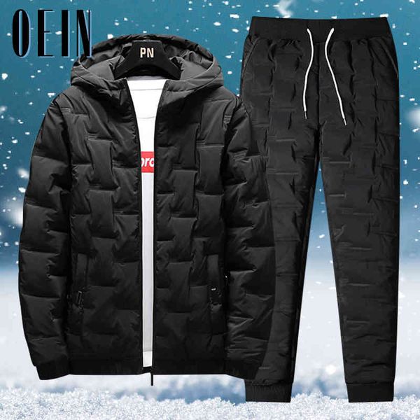 

oein - men's set, coat + cotton , warm casual wear, tight sportswear, 2 piec, winter, 2021, Gray