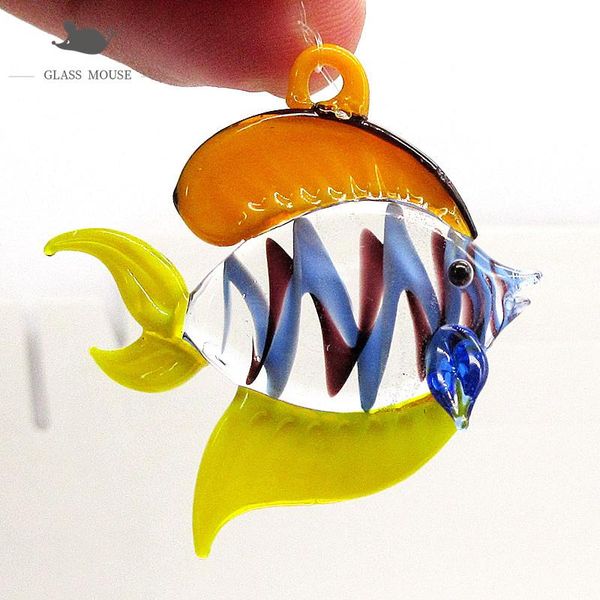 

handmade floating glass fish figurine ornament pendant silk design home aquarium decor charm accessory mini marine animal statue
