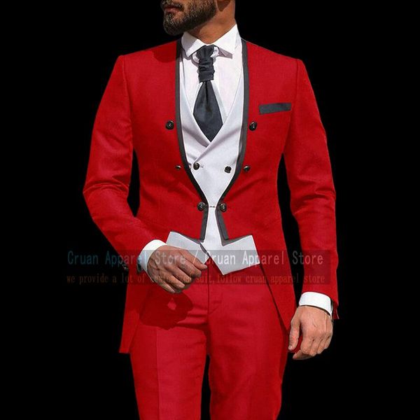 

men's suits & blazers tailor-made fashion red suit men set slim fit groomsmen groom marriage wedding dress tuxedo chic prom blazer vest, White;black