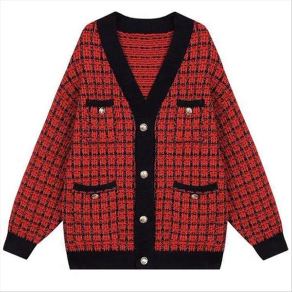 

winter fashion outer jacket new autumn 2021 designer v cardigan women clothes sweater beaded knitting neck ftbaf, Black
