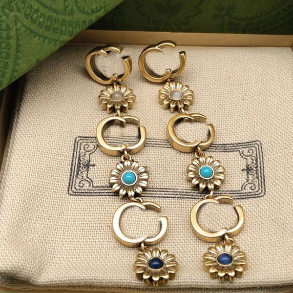 

colors flower drop earrings designer luxury long earring womens jewelry fashion earrings mens party men eardrop boucle d'oreille d21102, Silver