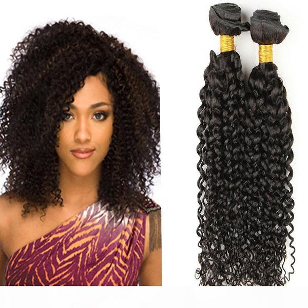 

7a 100% unprocessed kinky curly brazilian hair wefts bundles afro kinky indian human hair weaves hair extensions 3 4pcs lot ing, Black