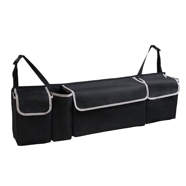 

car organizer durable black oxford cloth foldable hanging waterproof boot organiser 4 pockets heavy duty storage tidy large trunk