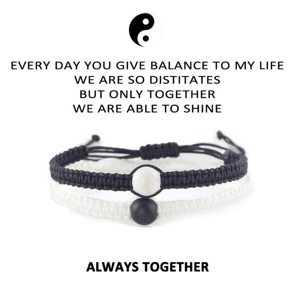 

tennis 2pcs/set yinyang women bracelet handmade natural stone beads macrame friend couple bracelets bangles for men jewelry, Golden;silver