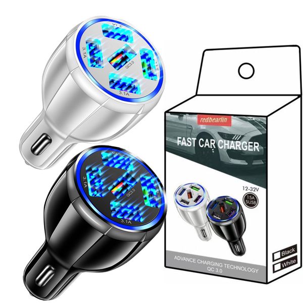 

15a fast quick charging 5usb ports qc3.0 car charger auto power adapters for iphone 11 12 13 mini pro max samsung lg android phone pc mp3 wi