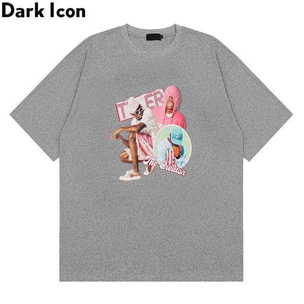 

printed rap t-shirt men crew neck short sleeved mens tshirts streetwear clothing 210603, White;black