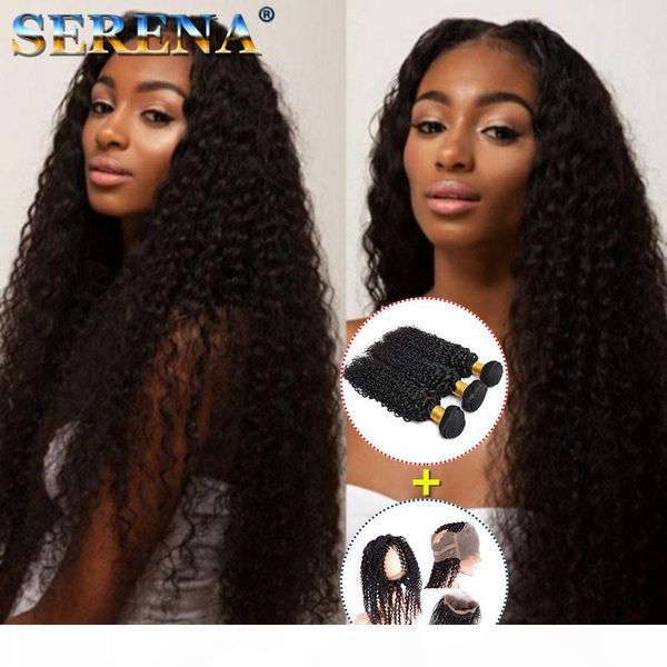 

pre plucked 360 frontal hair with bundles 7a peruvian 360 full lace frontal closure kinky curly with natural hairline black hair extensions, Black;brown