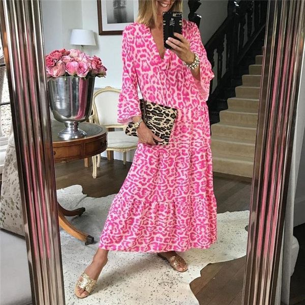 

women's swimwear leopard print v-neck loose dress summer cool breathable casual holiday party outdoor beach vacation, White;black