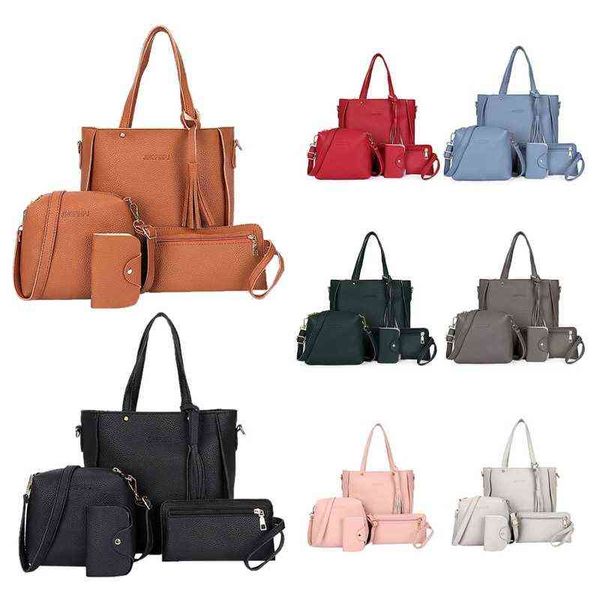 4 pcs mulheres senhora moda bolsa bolsa de ombro bolsa bolsa messenger satchel set 211102