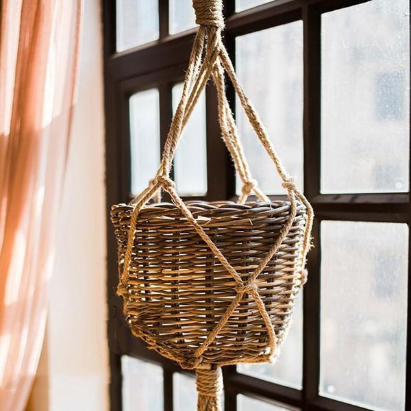 

decorative objects & figurines 770/990mm pot hanging rope macrame plant flower holder basket home vertical garden balcony decoration