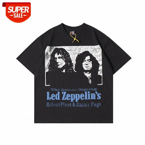 

streetwear men high street tide brand loose casual tee retro band print short sleeve t-shirt #3y6h, White;black