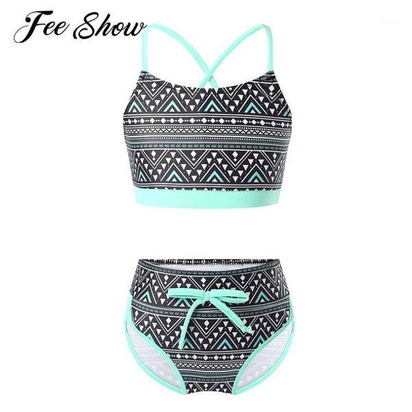 

kids brazilian swimsuits swimwear geometric patterns bathing suit summer two pieces bikinis set for little girl swim beachwear one-pieces, Black