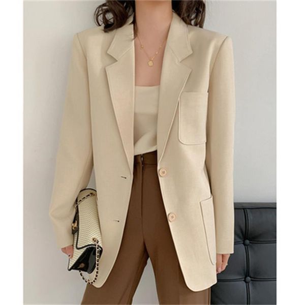

beige small suit female jacket korean spring new temperament loose casual business blazers women's coat, White;black