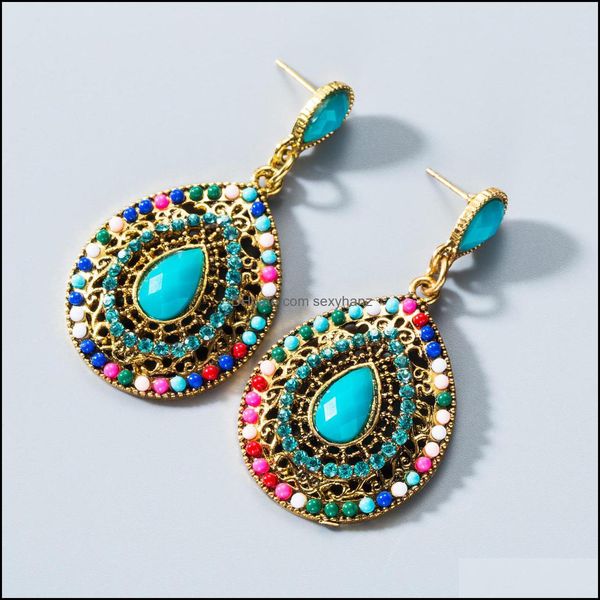

dangle & chandelier earrings jewelry s2215 bohemian fashion vintage water drop colorf rhinstone stud delivery 2021 pq3y5, Silver