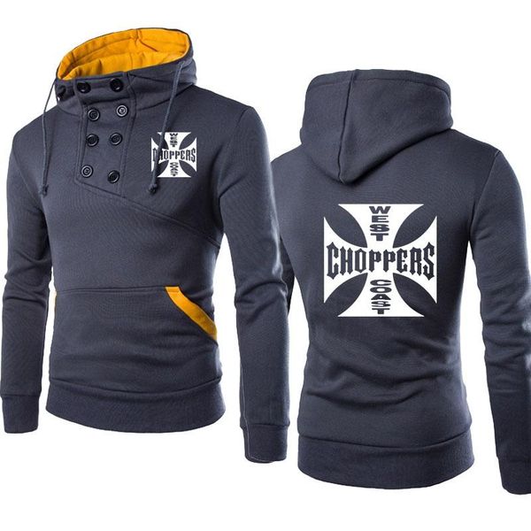 

men's hoodies & sweatshirts spring autumn pullover sweatshirt west choppers logo print cotton harajuku style men streetwear clothes, Black