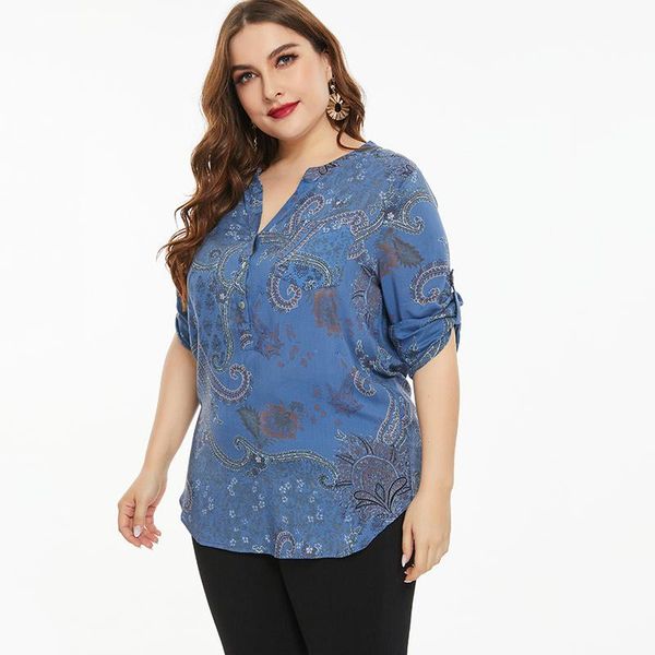 

plus size t-shirt 2021 spring women long sleeve printed and blouse fashion ladies casual elegant retro womens, Black