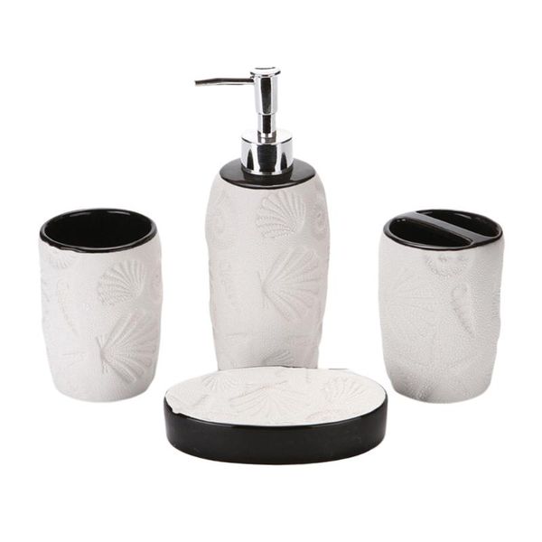 

set of 4 bathroom accessories set soap dish dispenser toothbrush tumbler holder