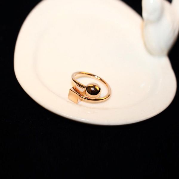 

wedding rings arrive open for women geometric round and square rose gold simple fine anillos bride fashion jewelry, Slivery;golden