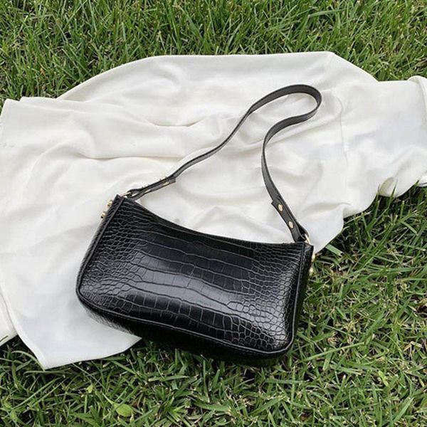 

evening bags retro crocodile pattern baguette bag women fashion pu leather armpit french shoulder luxury design handbag lady purse